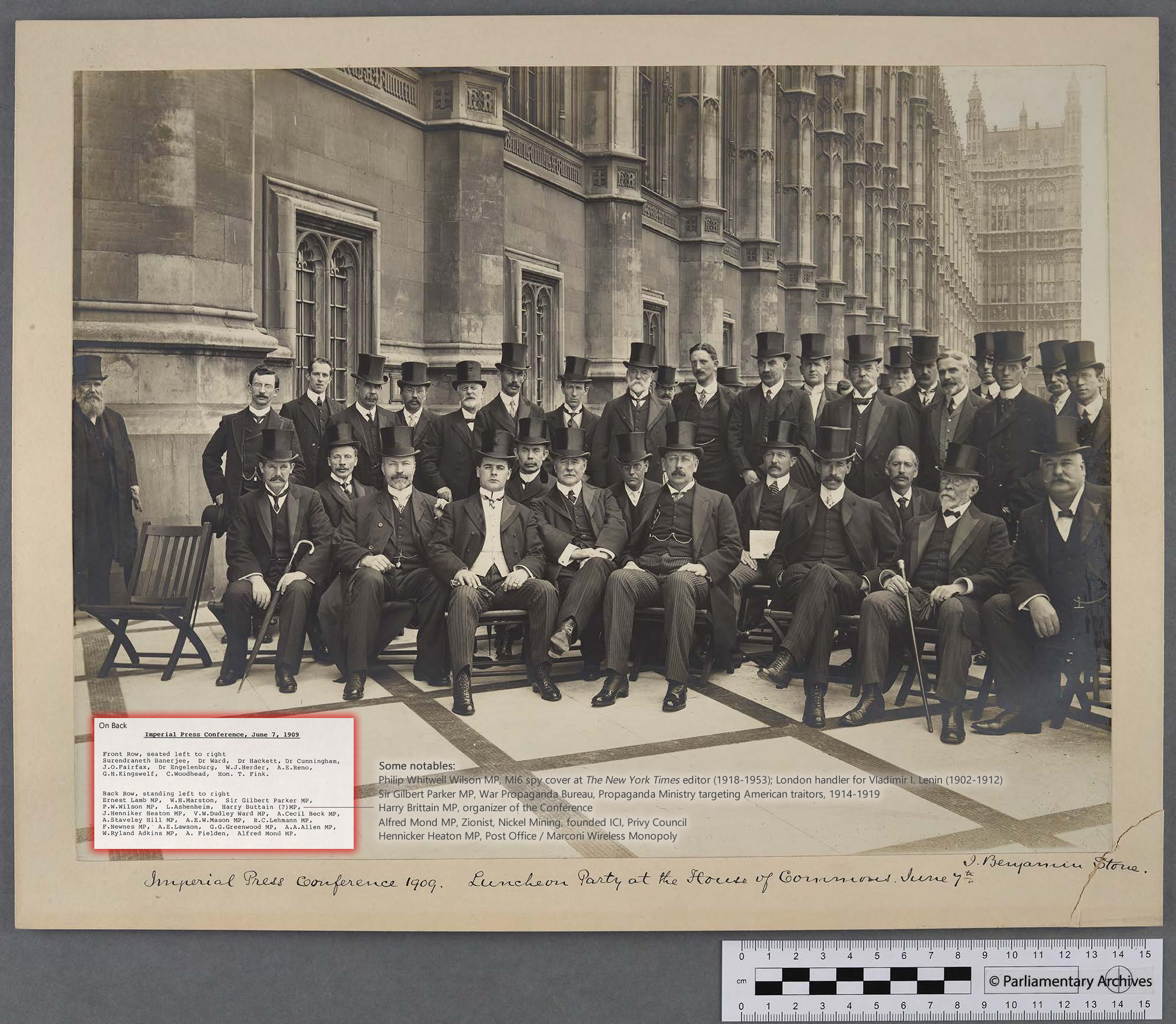 Sir Benjamin Stone, fot. (7 czerwca 1909 r.). Przyjęcie obiadowe w Izbie Gmin. Imperial Press Conference 1909, HC / LB / 1/111/20/69. Archiwa parlamentarne Wielkiej Brytanii