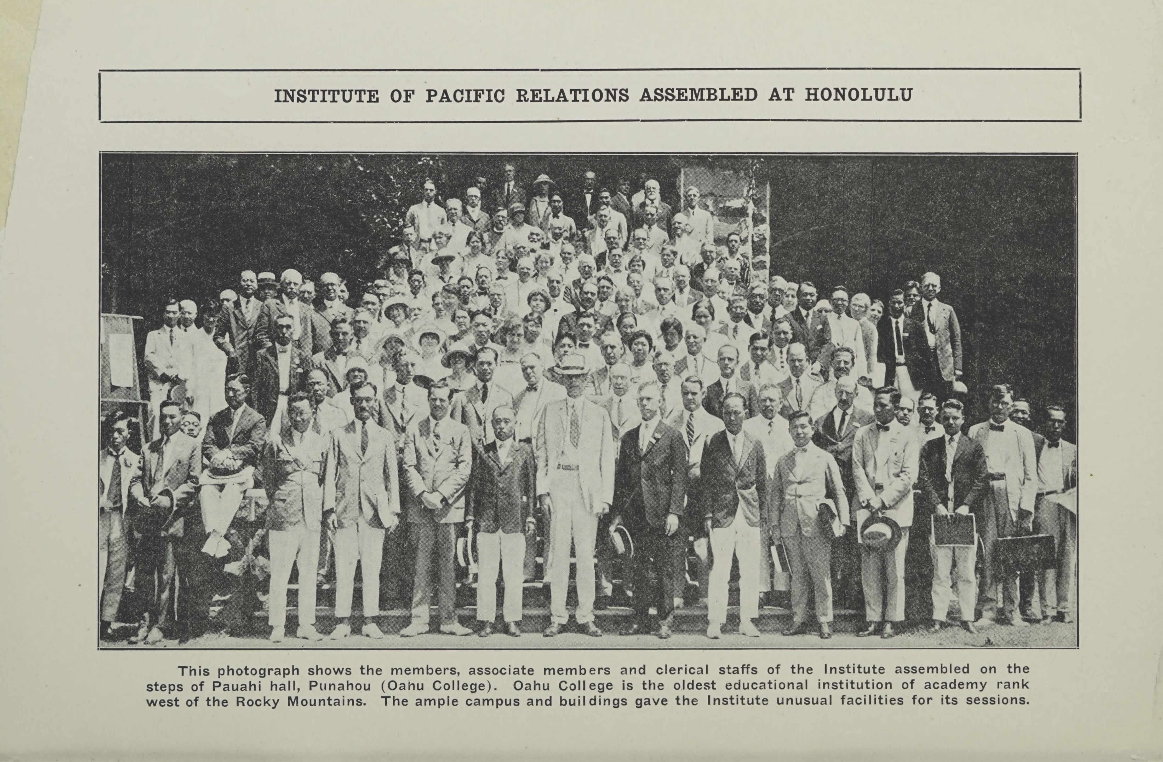 Ray Lyman Wilbur, chairman. (Jun. 30-Jul. 14, 1925). Organizing Conference Record, PROCEEDINGS, Institute of Pacific Relations, Honolulu, Hawaii, p. 2. Institute of Pacific Relations.