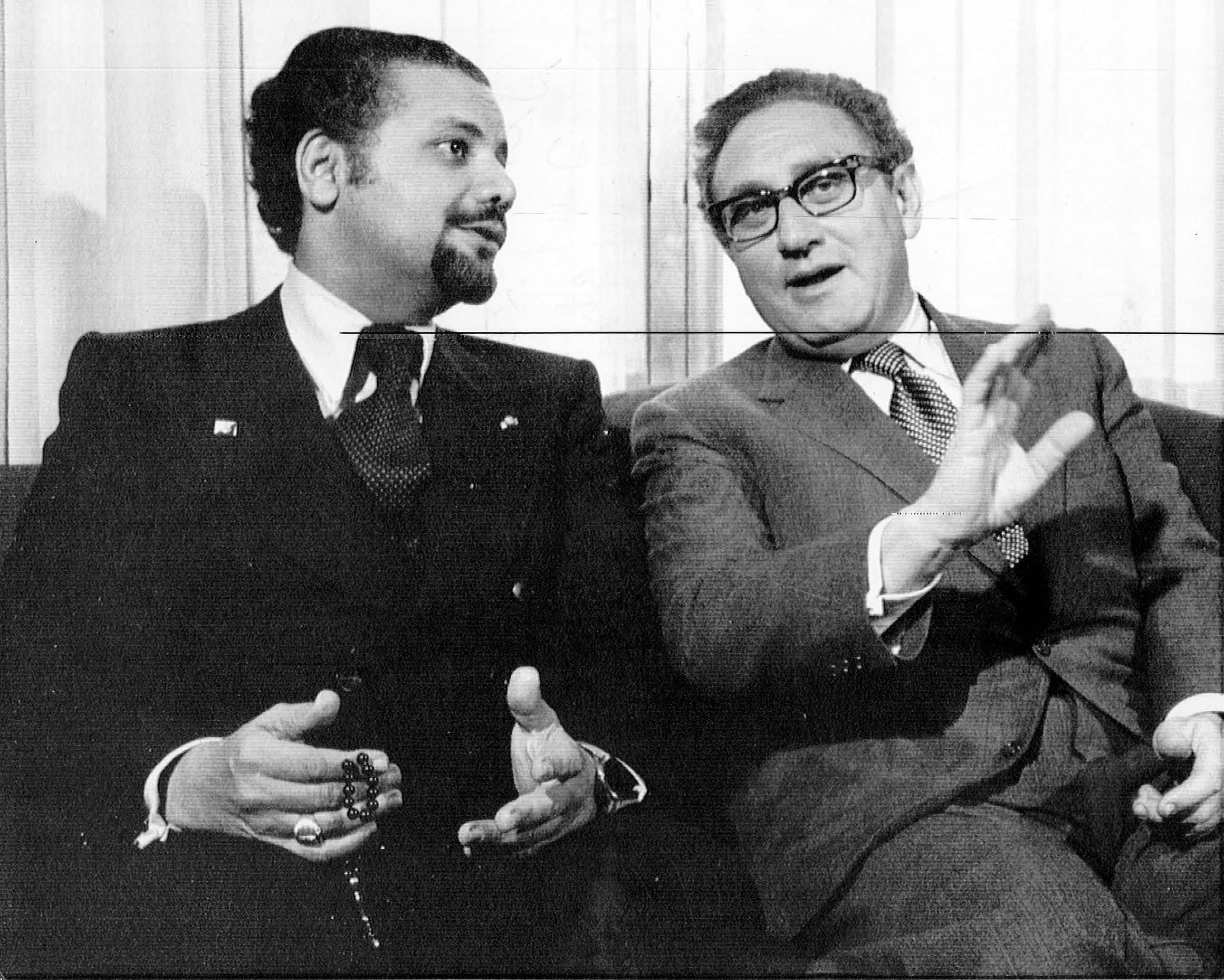 Henry A. Kissinger. (Dec. 05, 1973). MEET FOR TALKS with Saudi Arabia's oil minister Ahmed Zaki Yamani at the State Department. AP Wirephoto.