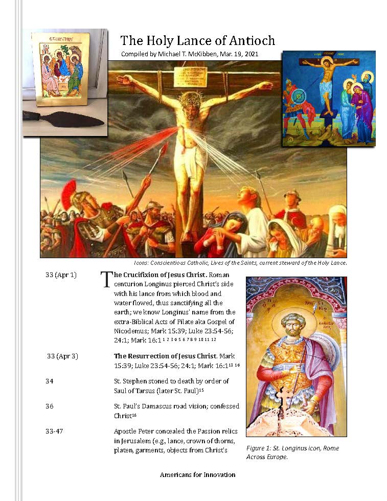 The Holy Lance of Antioch. (Mar. 19, 2018). Timeline compiled by Michael T. McKibben. Americans for Innovation.