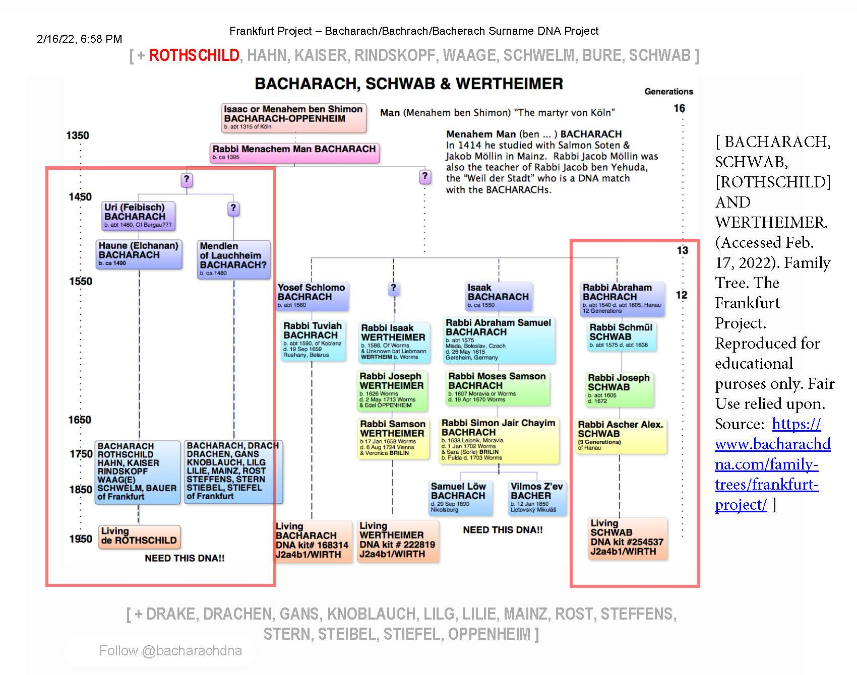 BACHARACH, SCHWAB, [ROTHSCHILD] AND WERTHEIMER. (Accessed Feb. 17, 2022). Family Tree. The Frankfurt Project.