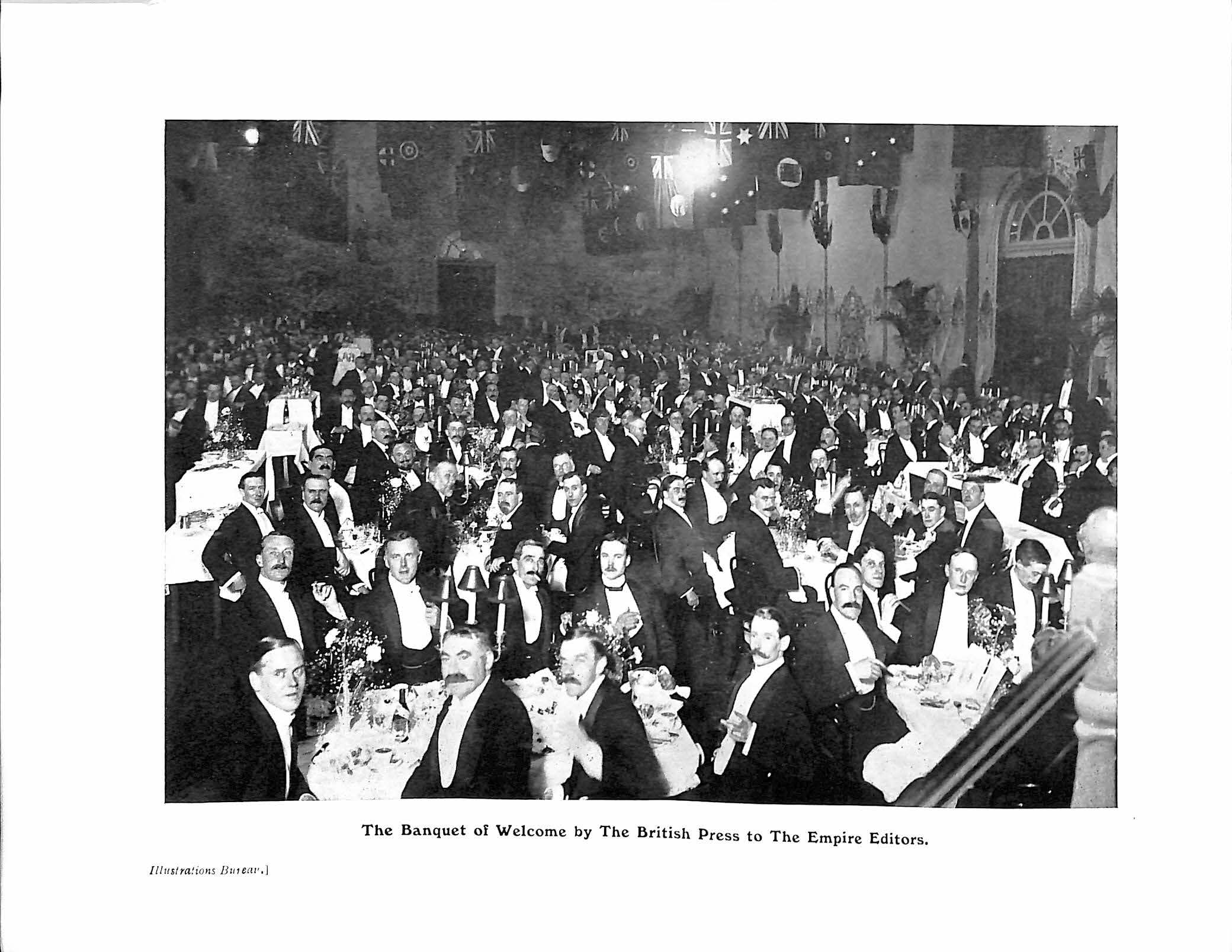 Thomas H. Hardman, ed. pub. (Jun. 05-26, 1909). A PARLIAMENT OF THE PRESS - THE FIRST IMPERIAL PRESS CONFERENCE, 1909, Illustrated, with Preface by The Earl of Rosebery, K.G., p. 8a. London: Horace Marshall & Son.