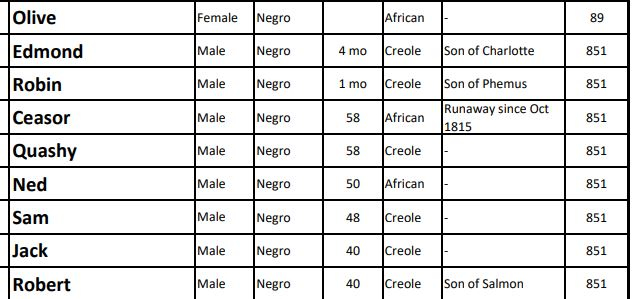 Jeanne A. Smith, MD. (Accessed Jul. 17, 2019). A return of slaves in the parish of Saint Ann in the possession of Hamilton Brown as owner on the 28th day of June 1n the Year of Our Lord 1817, Excerpts From The Slave Registers, National Archives, London, T71/43, series, CO137/231-23, Despatches Apprentices 1838. Jamaican Family Search.