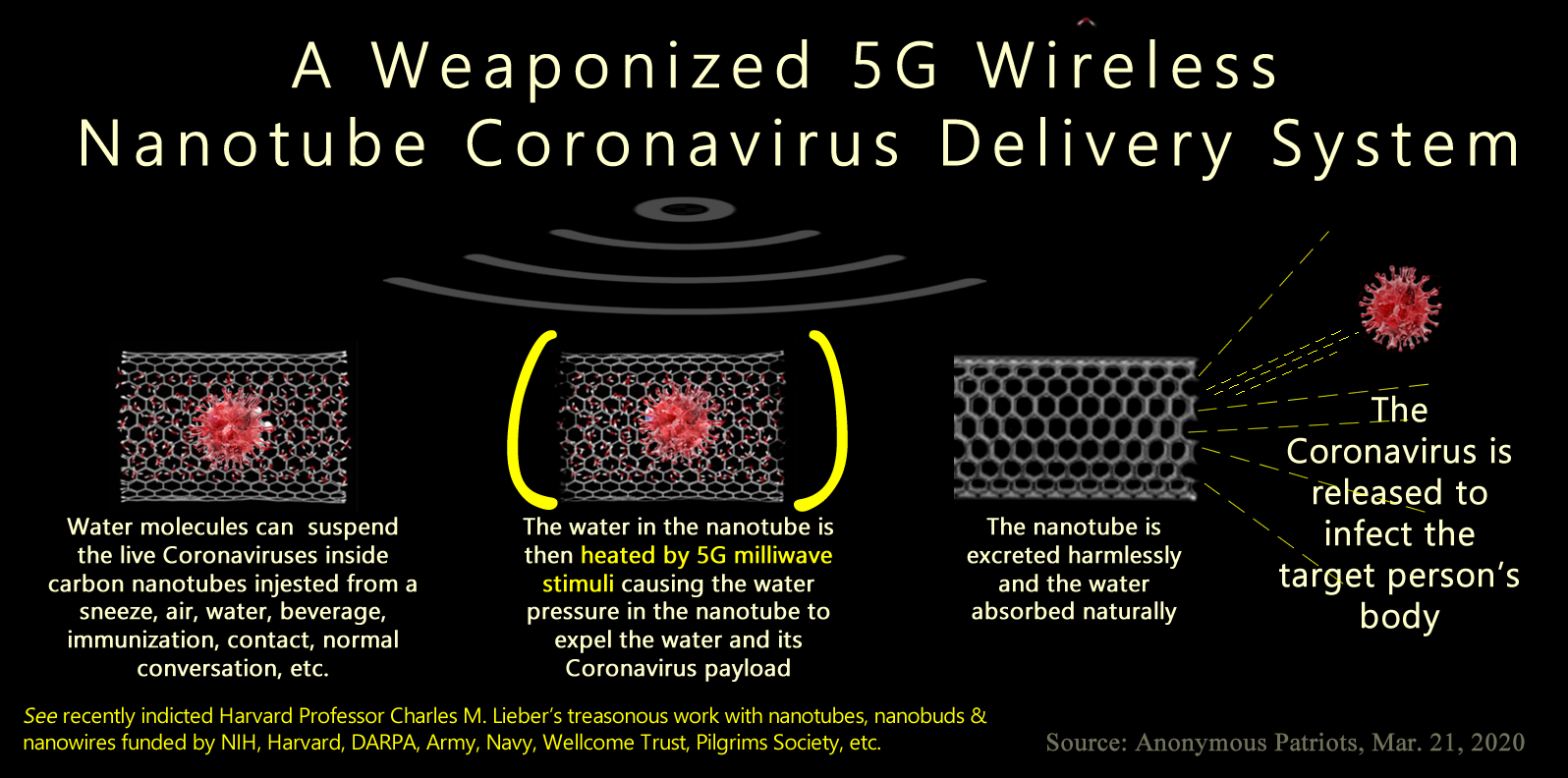 A Weaponized 5G Wireless Nanotube Coronavirus Delivery System that Fauci paid Lieber to build.