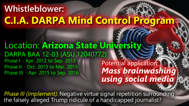 DARPA C.I.A. mind control program uncovered: BAA 12-03 ASU 12040772.