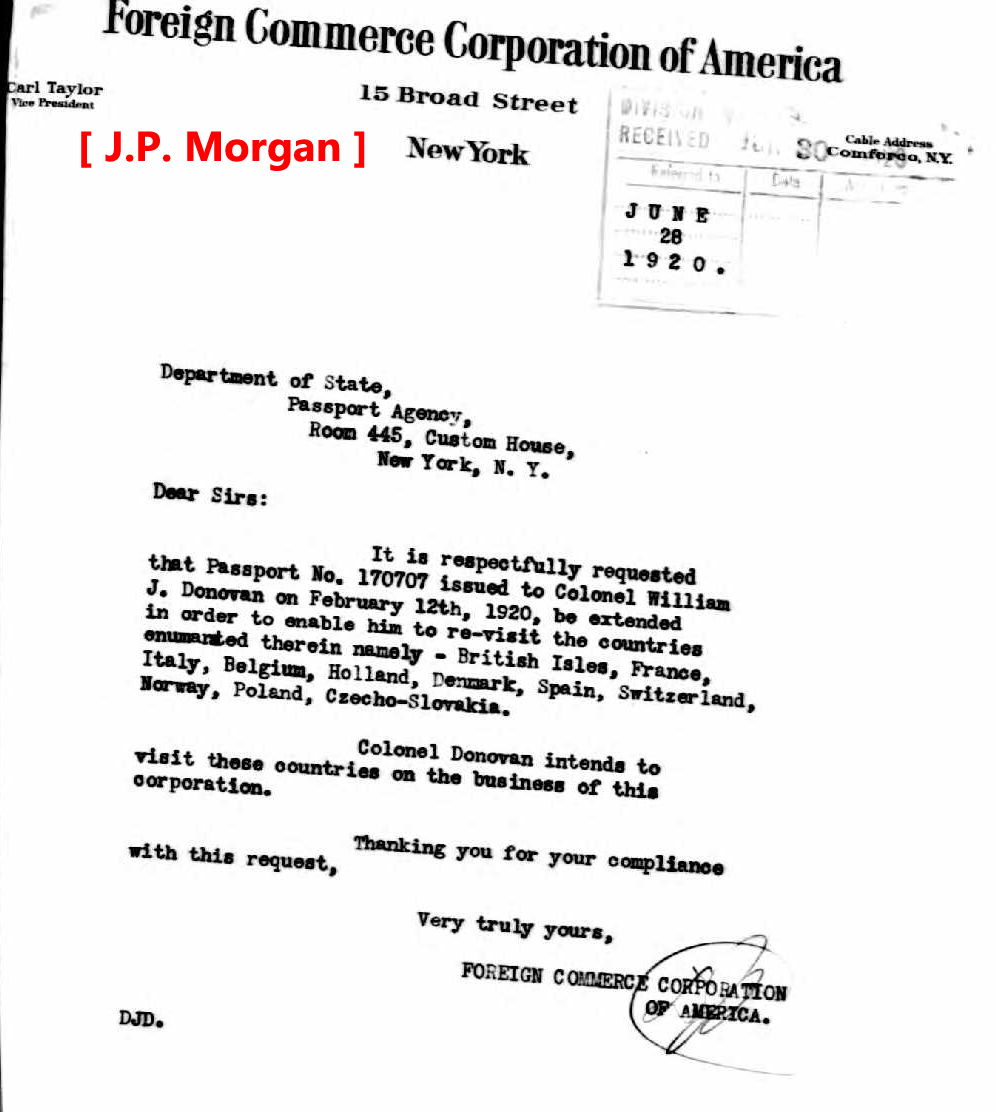 William J. Donovan. (Feb. 11, 1920). U.S. Passport Application. Ancestry.com.