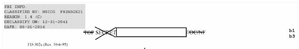 FBI INFO. (Aug. 31, 2016). HEADER, Hillary Clinton’s FBI 302 agent interview form, 11 pgs. FBI.