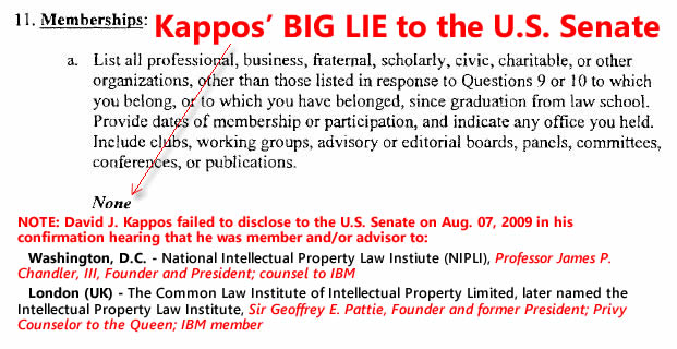 S. Hrg. 111-695, Pt. 3. (Jul. 29, 2009). Statement of David J. Kappos at Confirmation Hearing to be Director of the U.S. Patent Office. U.S. Senate Judiciary Committee, p. 89. GPO (42.2 MB).