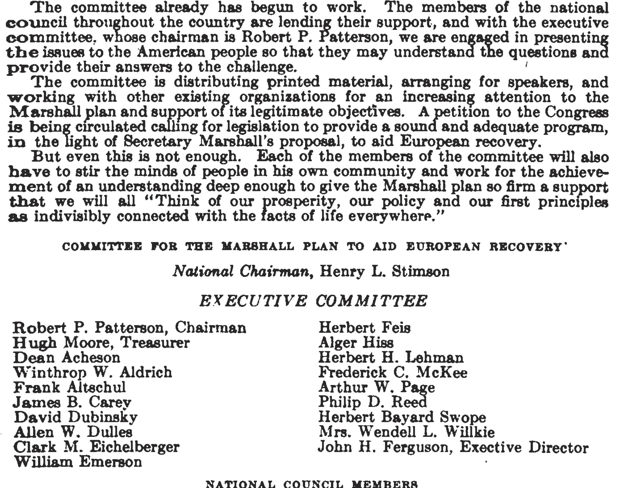 DEAN ACHESON Statement. (Dec. 17, 1947). H.R. 480, H.R. 4579, Pt. 1 , Dec. 17, 1947 to Feb. 12, 1948, US Foreign Policy For A Post-War Recovery. Marshall Plan funding. U.S. House, 80th Cong., 1st and 2nd Sess, pp. 689-694. GPO.