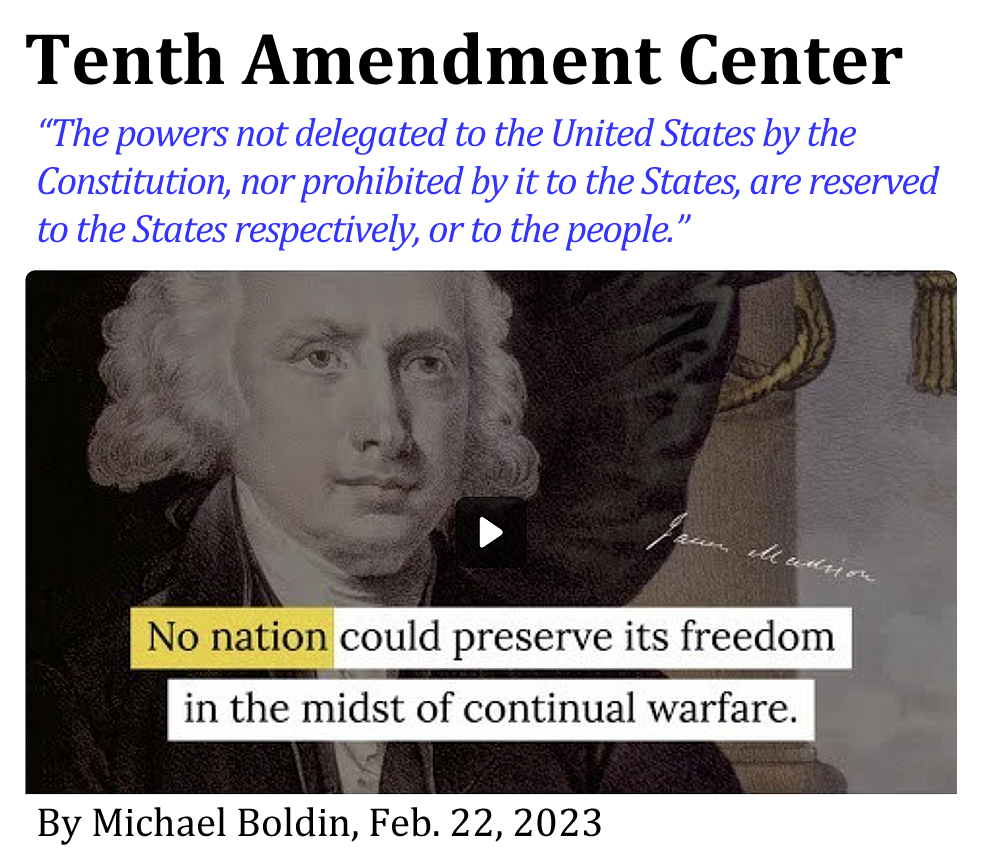 Michael Boldin. (Feb, 27, 2023). The Cost of War is Much More than Financial. Tenth Amendment Center.