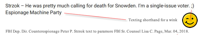 Staff. (Jan. 21, 2018). Read FBI's Strzok, Page texts about Trump. Fox News., Mar. 04, 2018 Strzok-Page Text