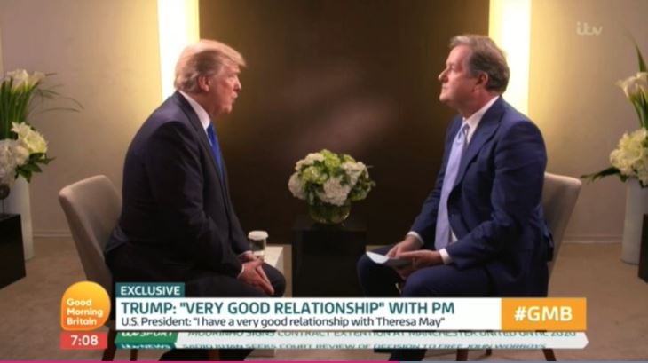 On Jan. 25, 2018, President Donald Trump was interviewed by Piers Morgan on Good Morning Britain.